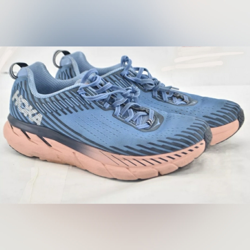 HOKA Clifton 5 Womens Road Running Sneakers Tennis Shoes Allure/ Mood Indigo 9.5